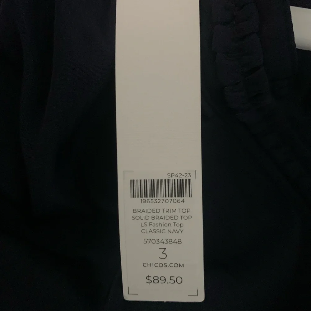 Chico's Blue Oversized 3/4 Sleeve Blouse - Picture 7 of 11